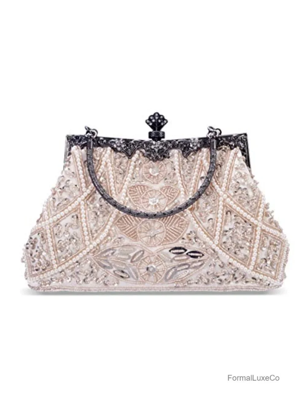 Women's Evening Clutch Bag Beaded Sequined Satin Party Wedding Purse